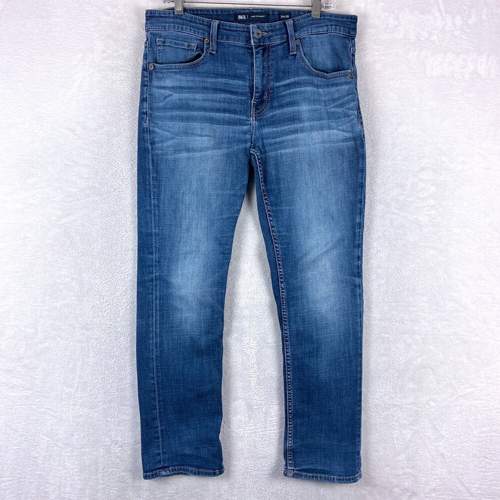 BKE Jeans Mens 34X30 Jake Whiskered Faded Straight Leg Stretch Rock Indie Y2K